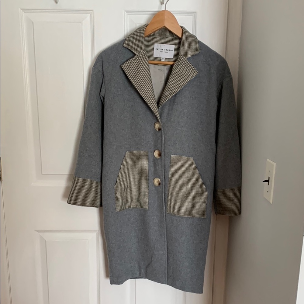 Petite Studio New York black and white checked winter coat